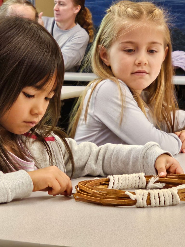 Girls working on a craft