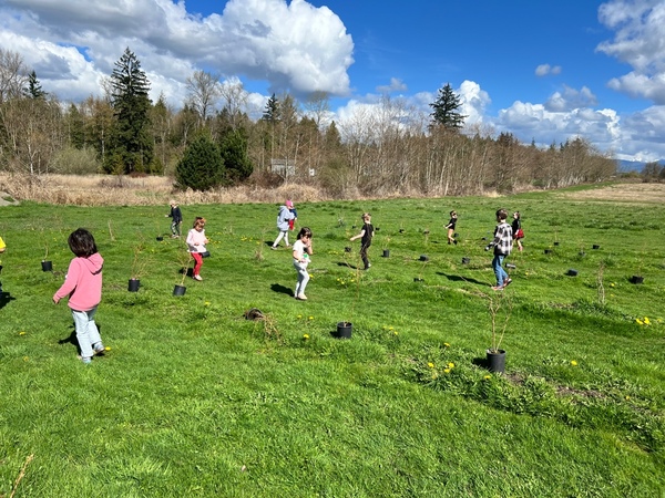 Kids playing in the grass